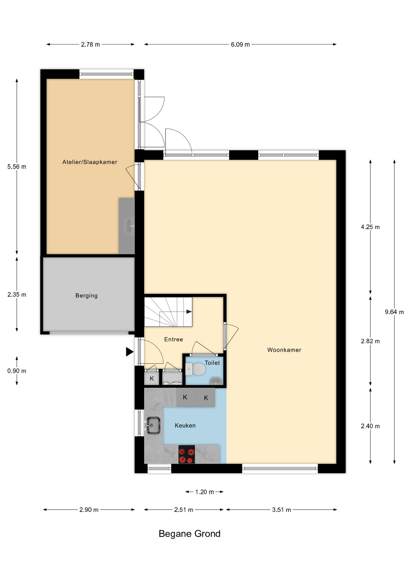 Plattegrond 1 van Maarten Trompstraat 14