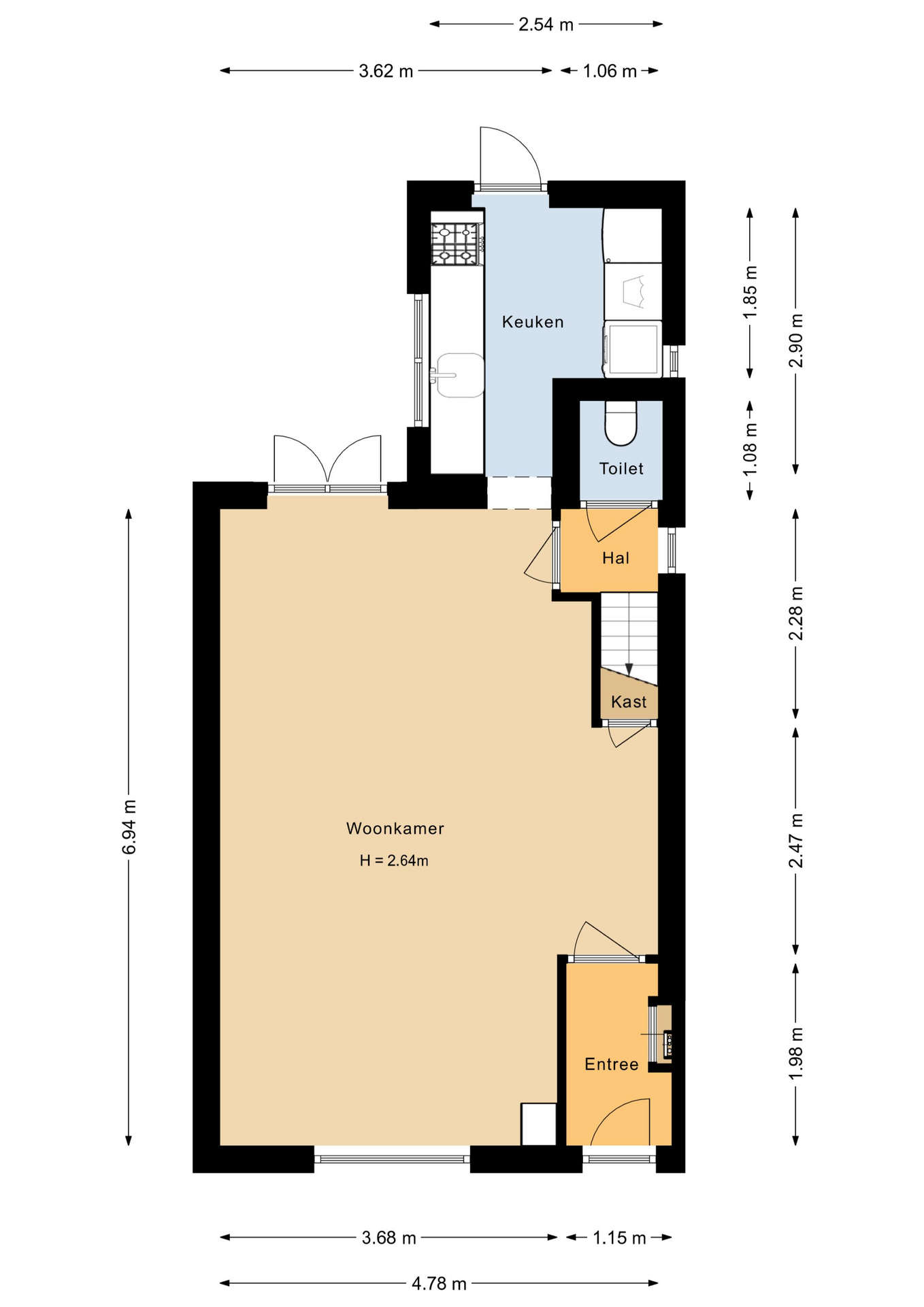 Plattegrond 1 van Lange Tuinstraat 24