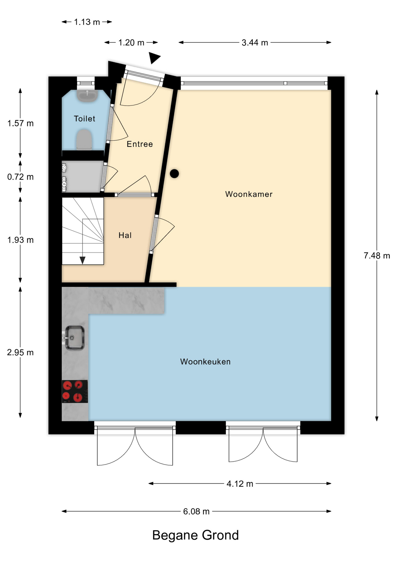 Plattegrond 1 van Prins Bernhardstraat 25a
