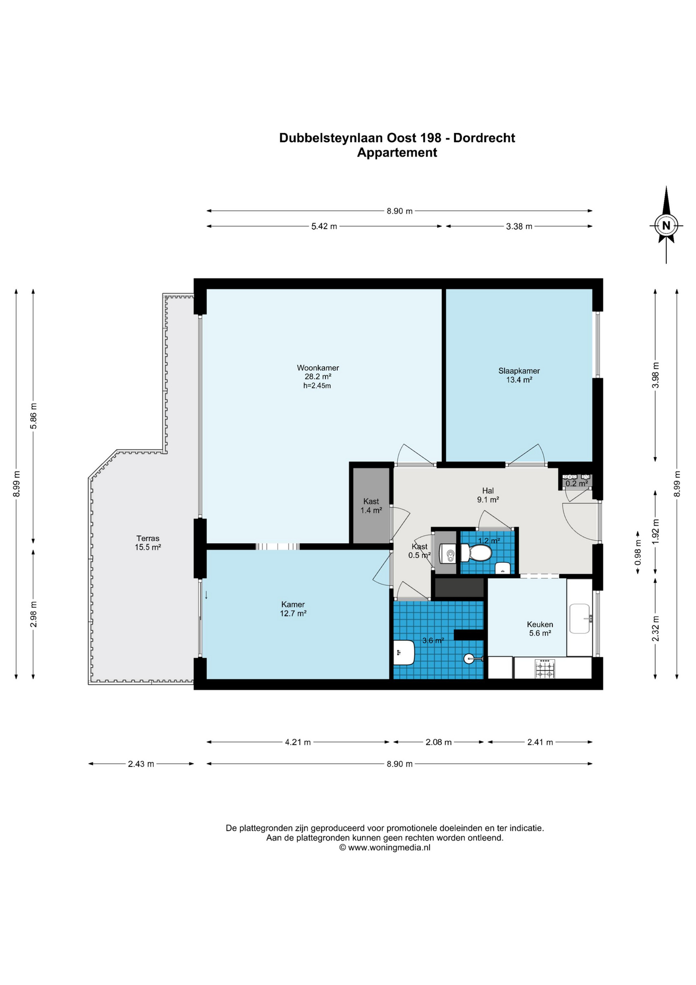 Plattegrond 1 van Dubbelsteynlaan Oost 198