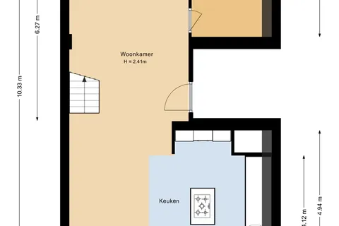 Plattegrond 1 van Willemstraat 21B