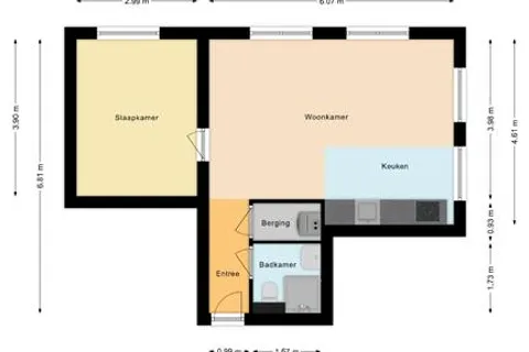 Plattegrond 1 van Mr. van Coothstraat 55-05