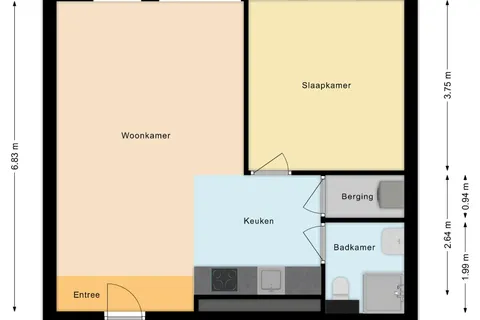 Plattegrond 1 van Mr. van Coothstraat 55-17