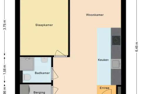 Plattegrond 1 van Mr. van Coothstraat 55-07