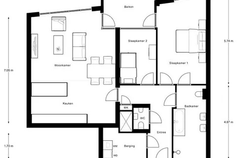 Plattegrond 1 van Piusplein 28-36