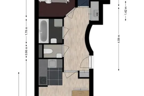 Plattegrond 1 van Hoogvensestraat 81f