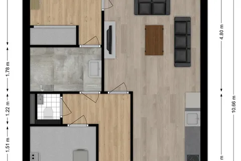 Plattegrond 1 van Veestraat 133-04