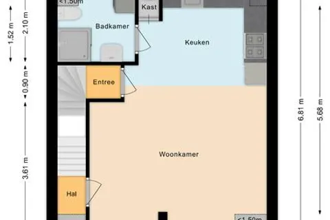 Plattegrond 1 van Willem de Zwijgerstraat 26B