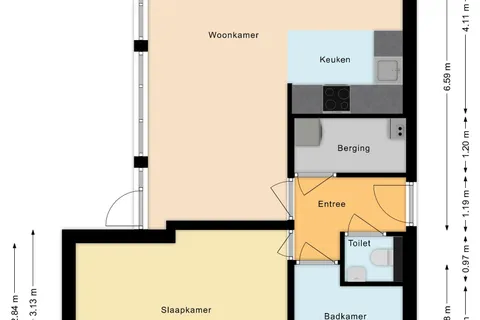 Plattegrond 1 van Mendelssohnlaan 3E