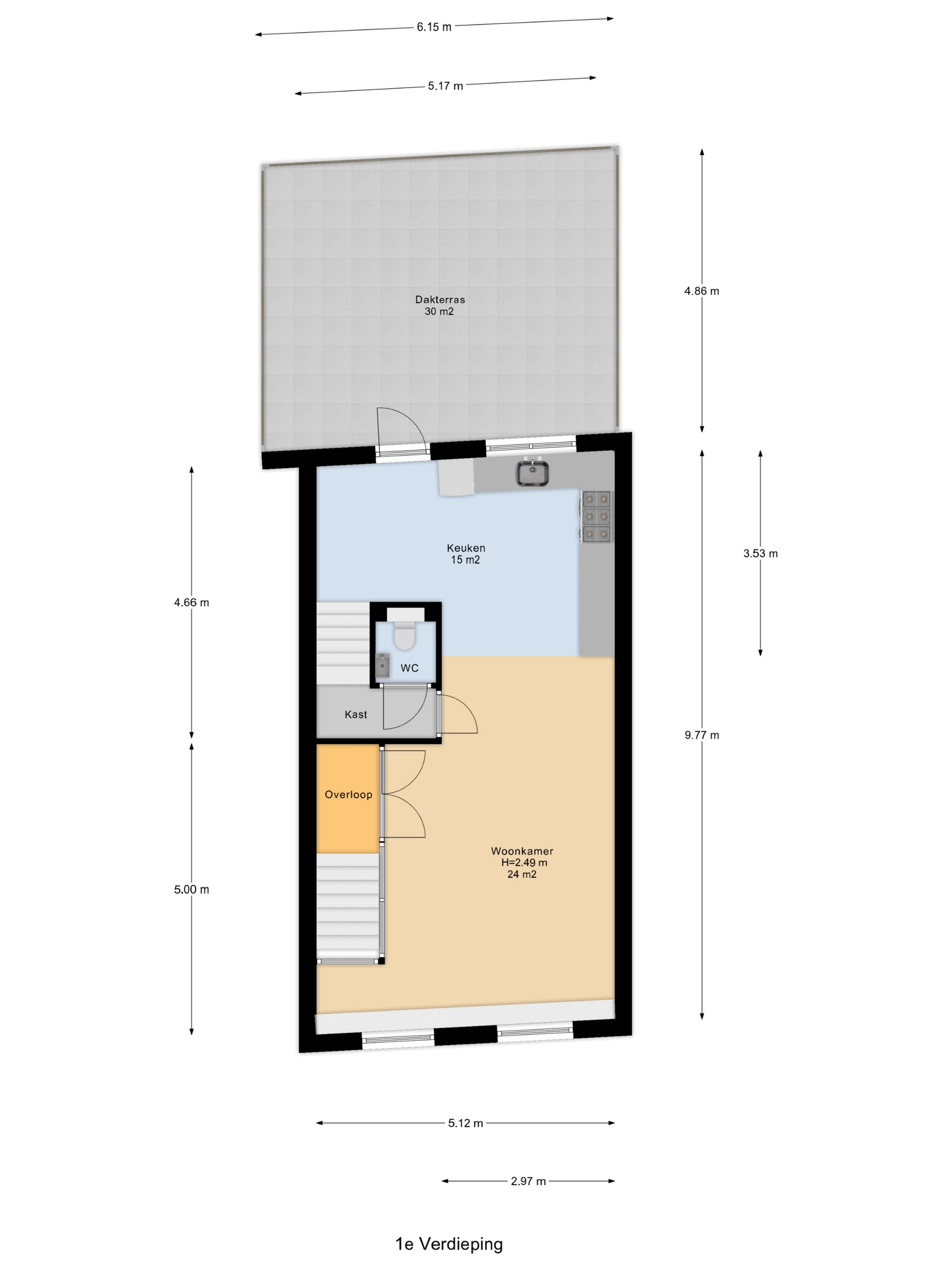 Plattegrond 1 van Herenstraat 60A
