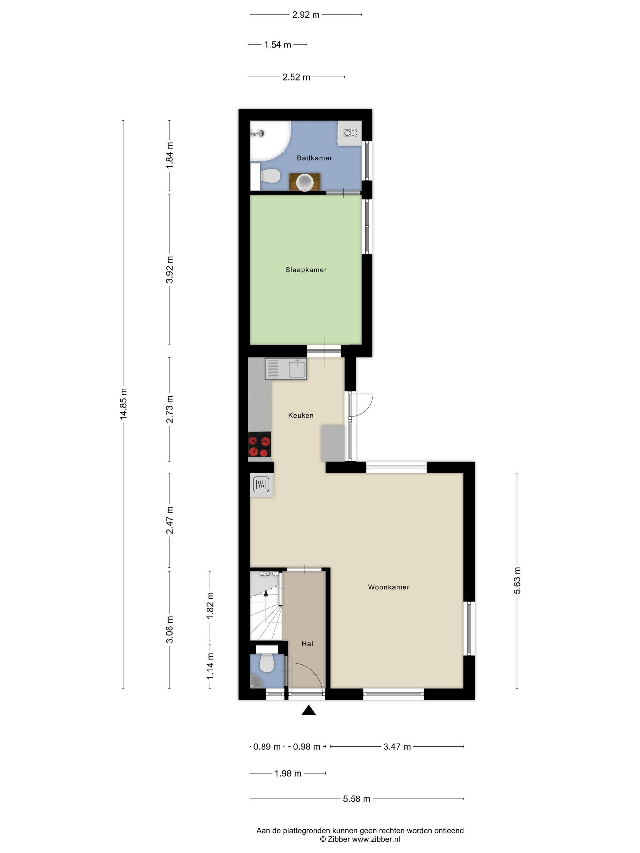 Plattegrond 1 van J.P.C. Leinweberstraat 65